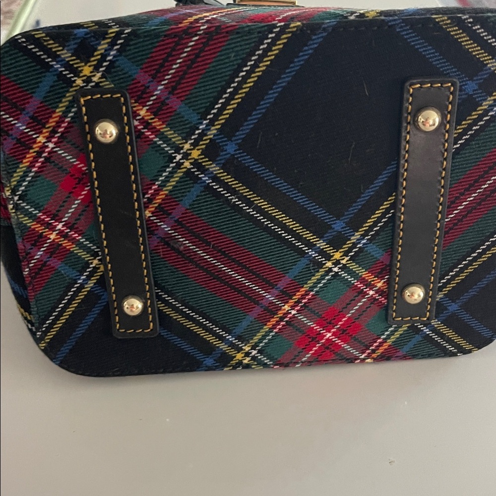 Dooney & Bourke Tartan Shoulder Bag - Red, Blue, Green bucket bag - Picture 3 of 6